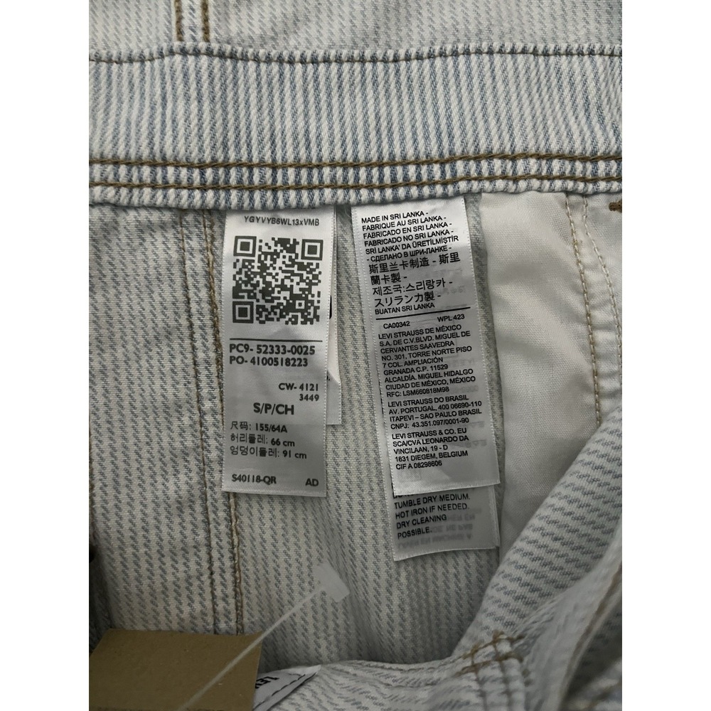 NWT Levi's Hickory Striped Denim Bib Shortalls Women's SZ Small Blue White Retro - Picture 8 of 10